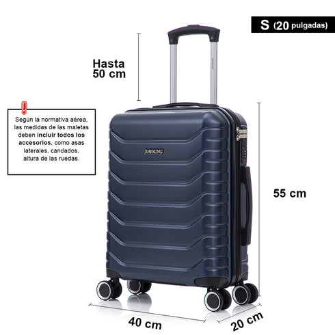 RAYKONG Maleta de Cabina 55x40x20cm Policarbonato (40L) semirígida Trolley pequeño Equipaje de Mano 4 Ruedas giratorios a 360º Cierre numérico-Azulmarino